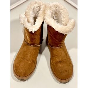Target Brand Brown Suede Women's Ankle Boot, Faux Fur Lined, Size 5